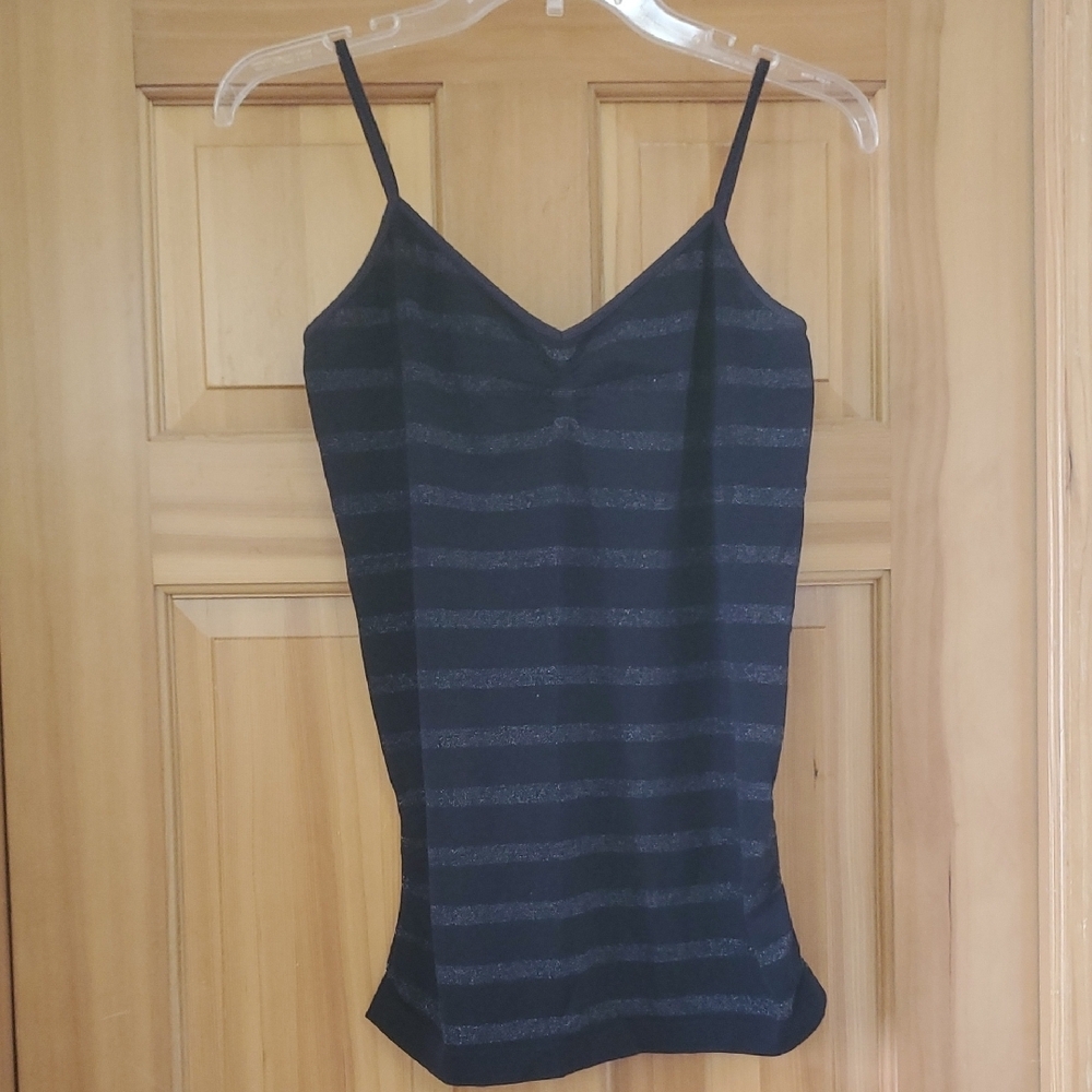 Candies Black/Silver Striped Women's Camisole Top sz L